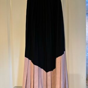 Tory Burch Black and Pink Pleated Knit A-Line Skirt